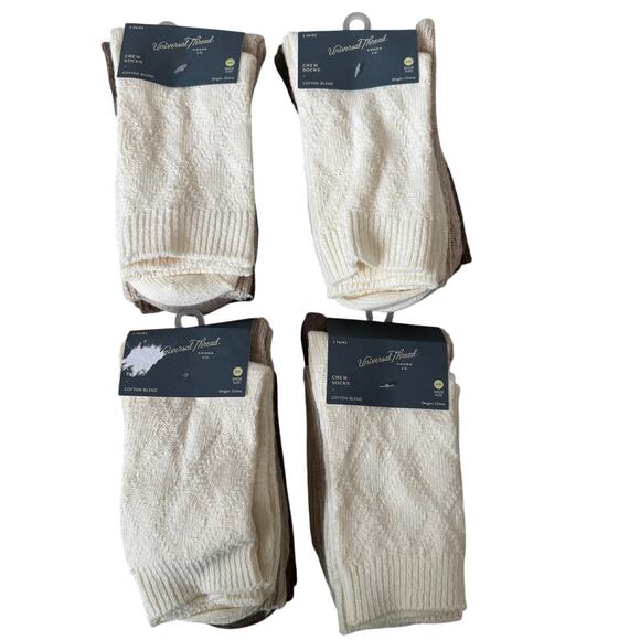 Universal Thread Socks Multicolor 3 Pack 4-10 Shoe Size Crew Socks Cotton Blend - Picture 1 of 5
